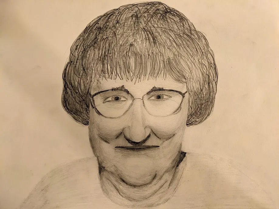 Pencil drawing of a woman from a magazine